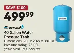 Princess Auto 40 Gallon Water Pressure Tank offer