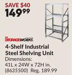 Princess Auto 4-Shelf Industrial Steel Shelving Unit offer