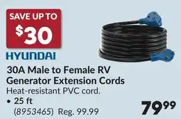 Princess Auto 30A Male to Female RV Generator Extension Cords offer