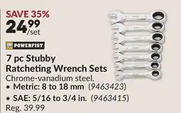 Princess Auto 7 pc Stubby Ratcheting Wrench Sets, Metric: 8 to 18 mm offer