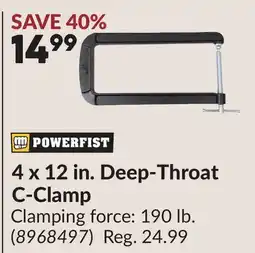 Princess Auto 4 x 12 in. Deep-Throat C-Clamp offer