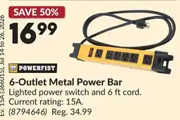 Princess Auto 6-Outlet Metal Power Bar offer