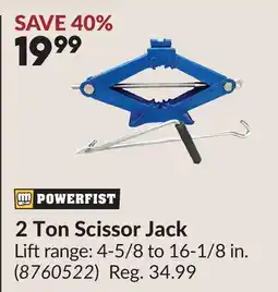 Princess Auto 2 Ton Scissor Jack offer