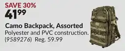 Princess Auto Camo Backpack, Assorted offer