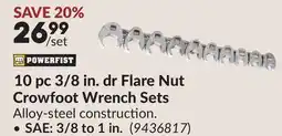 Princess Auto 10 pc 3/8 in. dr Flare Nut Crowfoot Wrench Sets offer