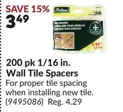 Princess Auto 200 pk 1/16 in. Wall Tile Spacers offer