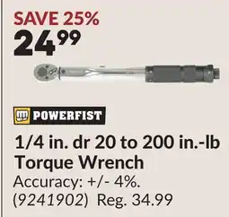 Princess Auto 1/4 in. dr 20 to 200 in.-lb Torque Wrench offer