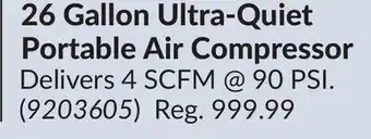 Princess Auto 26 Gallon Ultra-Quiet Portable Air Compressor offer
