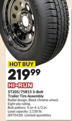Princess Auto ST205/75R15 5-Bolt Trailer Tire Assembly offer