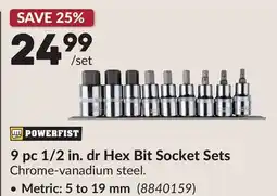 Princess Auto 9 pc 1/2 in. dr Hex Bit Socket Sets offer