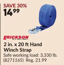 Princess Auto ERICKSON 2 in. x 20 ft Hand Winch Strap offer