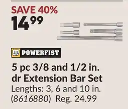 Princess Auto 5 pc 3/8 and 1/2 in. dr Extension Bar Set offer