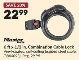 Princess Auto 6 ftx 1/2 in. Combination Cable Lock offer