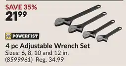 Princess Auto 4 pc Adjustable Wrench Set offer