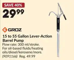 Princess Auto 15 to 55 Gallon Lever-Action Barrel Pump offer