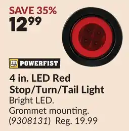 Princess Auto POWERFIST 4 in. LED Red Stop/Turn/Tail Light offer
