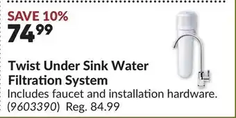 Princess Auto Twist Under Sink Water Filtration System offer