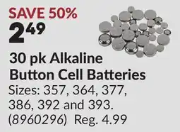 Princess Auto 30 pk Alkaline Button Cell Batteries offer
