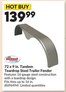 Princess Auto 72 x 9 in. Tandem Teardrop Steel Trailer Fender offer