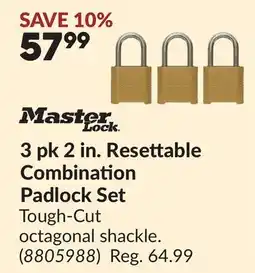 Princess Auto Master Lock 3 pk 2 in. Resettable Combination Padlock Set offer