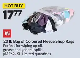 Princess Auto 20 lb Bag of Coloured Fleece Shop Rags offer