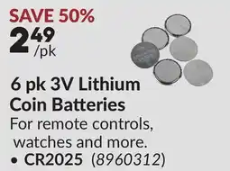Princess Auto 6 pk 3V Lithium Coin Batteries offer