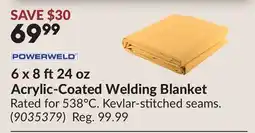 Princess Auto POWERWELD 6 x 8 ft 24 oz Acrylic-Coated Welding Blanket offer