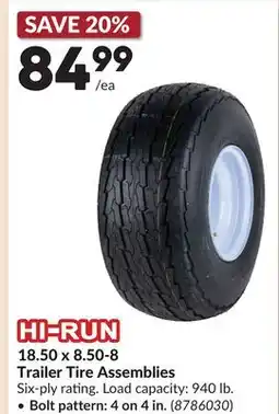Princess Auto HI-RUN 18.50 x 8.50-8 Trailer Tire Assemblies offer