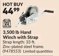 Princess Auto 3,500 lb Hand Winch with Strap offer