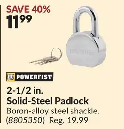 Princess Auto POWERFIST 2-1/2 in. Solid-Steel Padlock offer