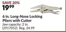 Princess Auto 6 in. Long-Nose Locking Pliers with Cutter offer