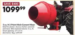 Princess Auto 5 cu. ft 3-Point Hitch Cement Mixer offer