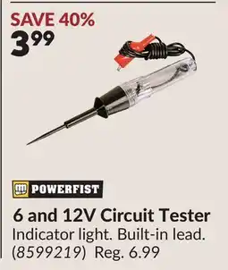 Princess Auto 6 and 12V Circuit Tester offer