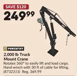 Princess Auto 2,000 lb Truck Mount Crane offer