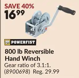 Princess Auto 800 lb Reversible Hand Winch offer