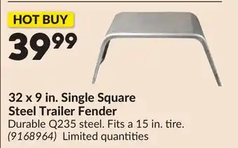 Princess Auto 32 x 9 in. Single Square Steel Trailer Fender offer