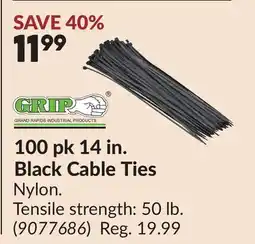 Princess Auto 100 pk 14 in. Black Cable Ties offer