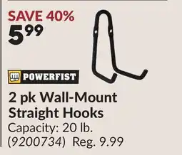 Princess Auto 2 pk Wall-Mount Straight Hooks offer