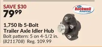 Princess Auto 1,750 lb 5-Bolt Trailer Axle Idler Hub offer