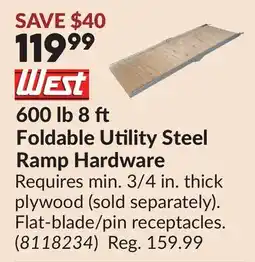 Princess Auto 600 lb 8 ft Foldable Utility Steel Ramp Hardware offer