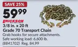 Princess Auto 3/8 in. x 20 ft Grade 70 Transport Chain offer