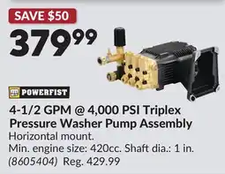 Princess Auto 4-1/2 GPM @ 4,000 PSI Triplex Pressure Washer Pump Assembly offer
