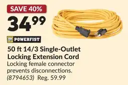 Princess Auto 50 ft 14/3 Single-Outlet Locking Extension Cord offer