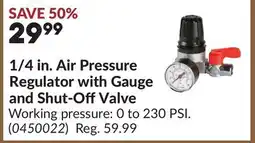 Princess Auto 1/4 in. Air Pressure Regulator with Gauge and Shut-Off Valve offer