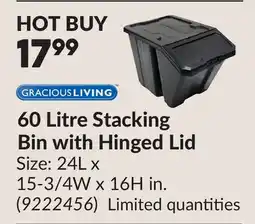 Princess Auto GRACIOUS LIVING 60 Litre Stacking Bin with Hinged Lid offer