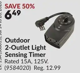 Princess Auto Outdoor 2-Outlet Light Sensing Timer offer