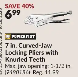 Princess Auto 7 in. Curved-Jaw Locking Pliers with Knurled Teeth offer