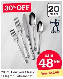 Kitchen Stuff Plus 20 Pc. Henckels Classic Allegro Flatware Set offer