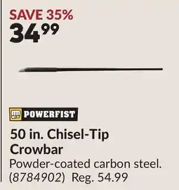 Princess Auto 50 in. Chisel-Tip Crowbar offer