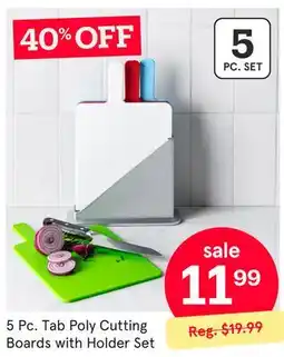 Kitchen Stuff Plus 5 Pc. Tab Poly Cutting Boards with Holder Set offer